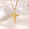 Retro Flame Cross Fashion Trend Men's and Women's Stainless Steel Necklace Pendant Niche Design Sense High-end Accessories
