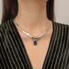 Necklace for Women Love Crystal Pendant Collarbone Chain Women Heart of The Sea Crystal Pendant Necklace Earrings Set Elegant Necklace