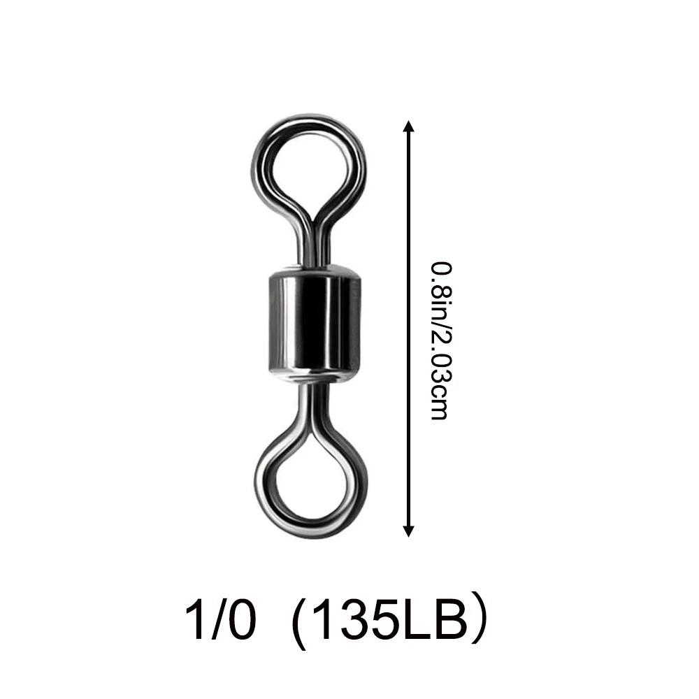 

50 шт. Вертлюжки качения бочкообразные рыболовные из нержавеющей стали с черным никелевым покрытием, соединители лески, рыболовная оснастка для морской воды
