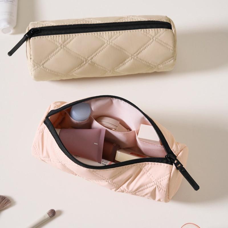 Quilted Pencil Case With Multiple Trendy Colors And Durable Smooth Zipper Perfect For Students School Study Office Daily Use