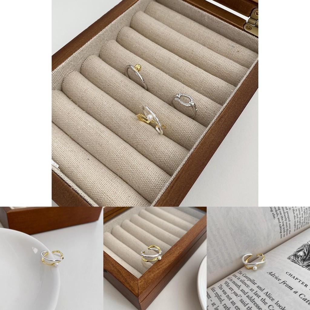 Minimalist Copper Chic Geometric Ring With Crossed Design And Pearl Accent Women For