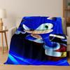 Classic S-Sonic Game Cartoon Hedgehog Flannel Blanket Soft Warm Throw Blanket for Bed Bedroom Room Living Room Travel Picnic Kid