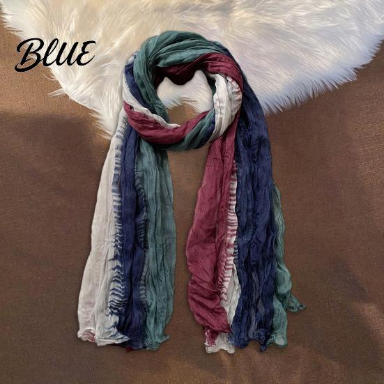 Unisex Fashion Shawl Neck Wrap Pleated Warm Gradient Design Scarf Two-Color Bow Tie Cold Weather