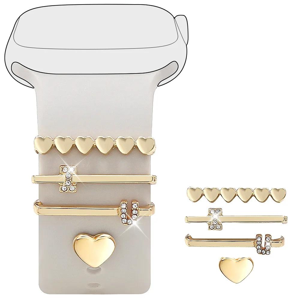 Metal Strap Decorative Ring Jewelry Fashion Bracelet Decoration Diamond Charms Ornament for Apple Watch Band