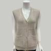Gilet in Maglia con Scollo a V per Primavera e Autunno da Donna Top in Maglia Senza Maniche Monocolore Vest Cardigan in Maglia Slim-Fit