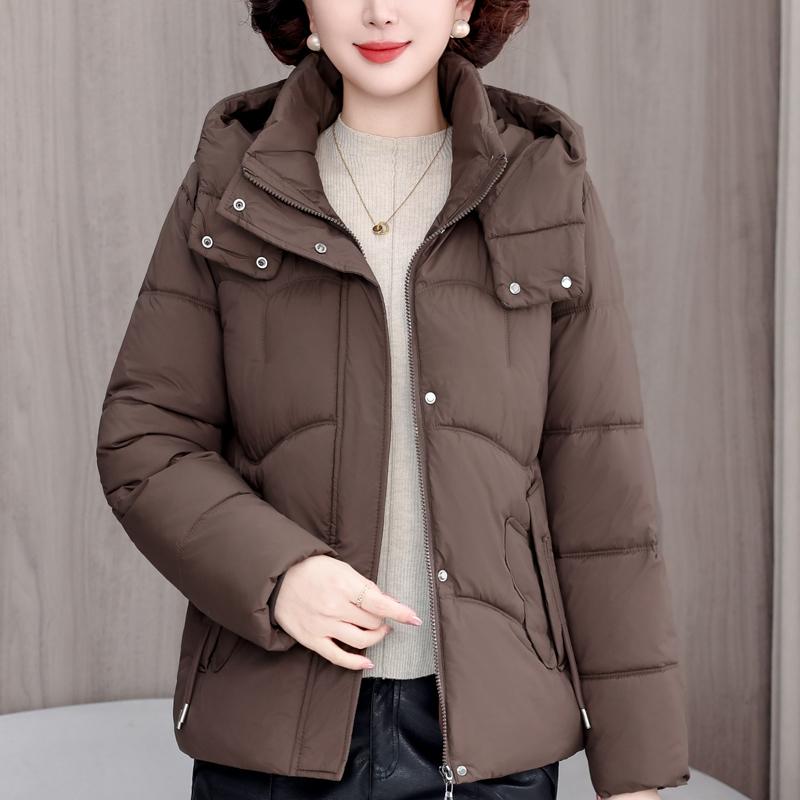 Plus Size XL-5XL Middle Age Woman Winter Short Coats Hooded Elegant Loose Thick Warm Parkas Female Jacket