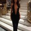 Spring New, Sexy and Elegant Solid Color Dark V-neck Backless Dress