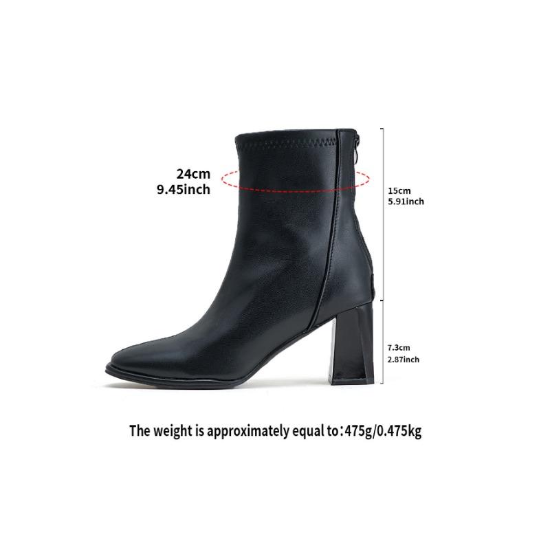 

Women s French Fashion Hundred Square Toe Soft Stretch Comfort Ankle Boots Shock Absorbing Anti Slip Casual Sports Martin Boots Cowboy Boots 35 чорний