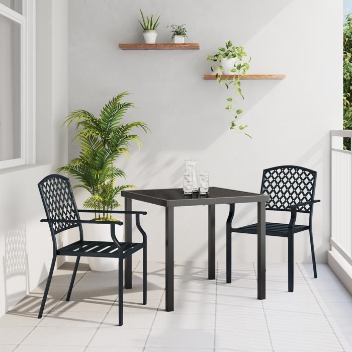 VidaXL Ensemble de salle à manger de jardin 3 pièces en acier anthracite 3379303