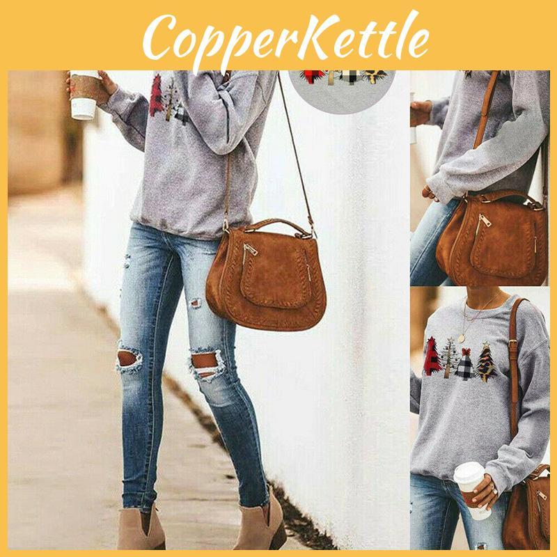 Cozy Womens Christmas Sweatshirt Long Sleeve Jumper Blouse Perfect For Holiday Celebrations
