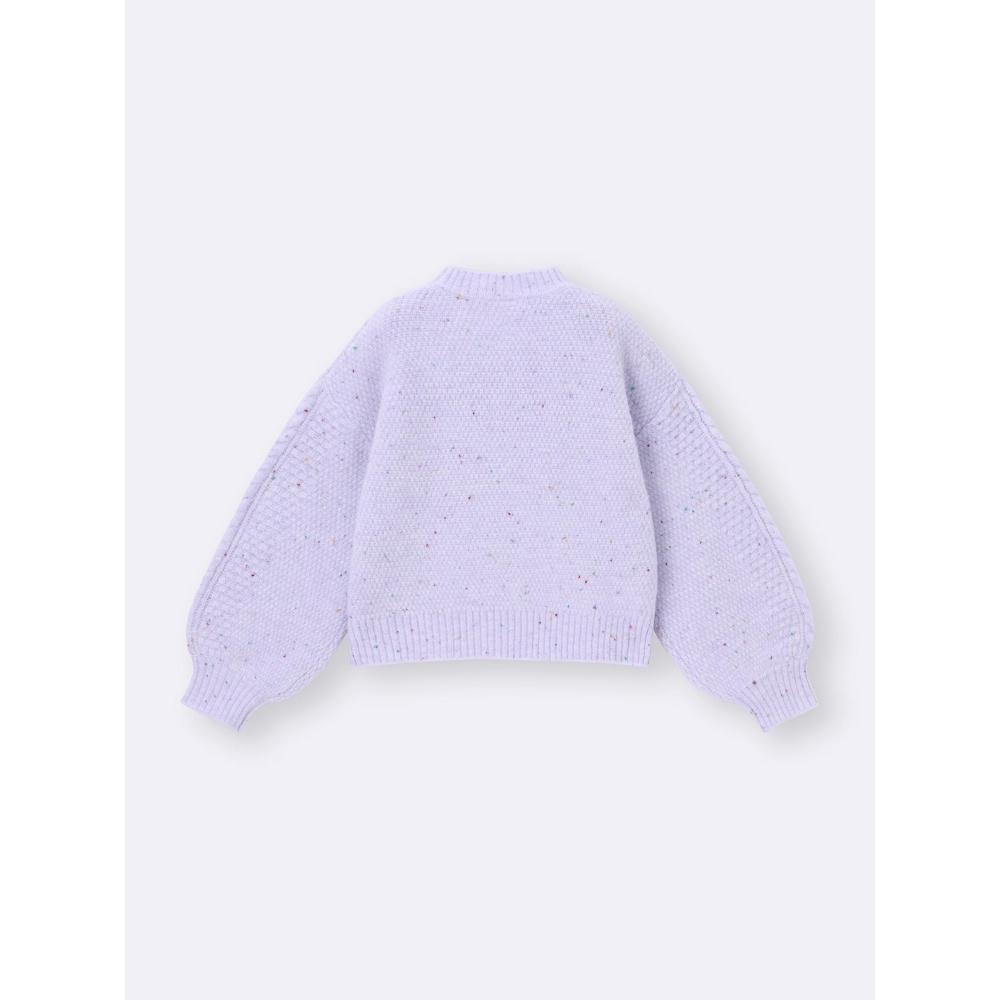 Gu By Uniqlo Girls Puff Knit Color Nep Cable Sweater