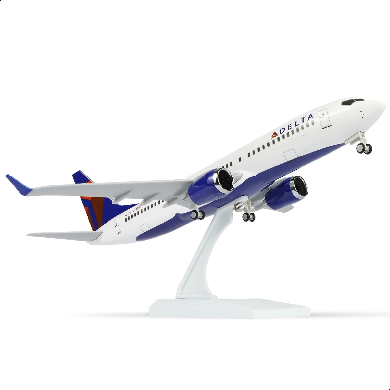 QIYUMOKE Модель самолета Delta Airlines 737 в масштабе 1/240 (Общая длина 30 см) Модель самолета Boeing 737 из смолы с подставкой, Авиационный подарок/Декор