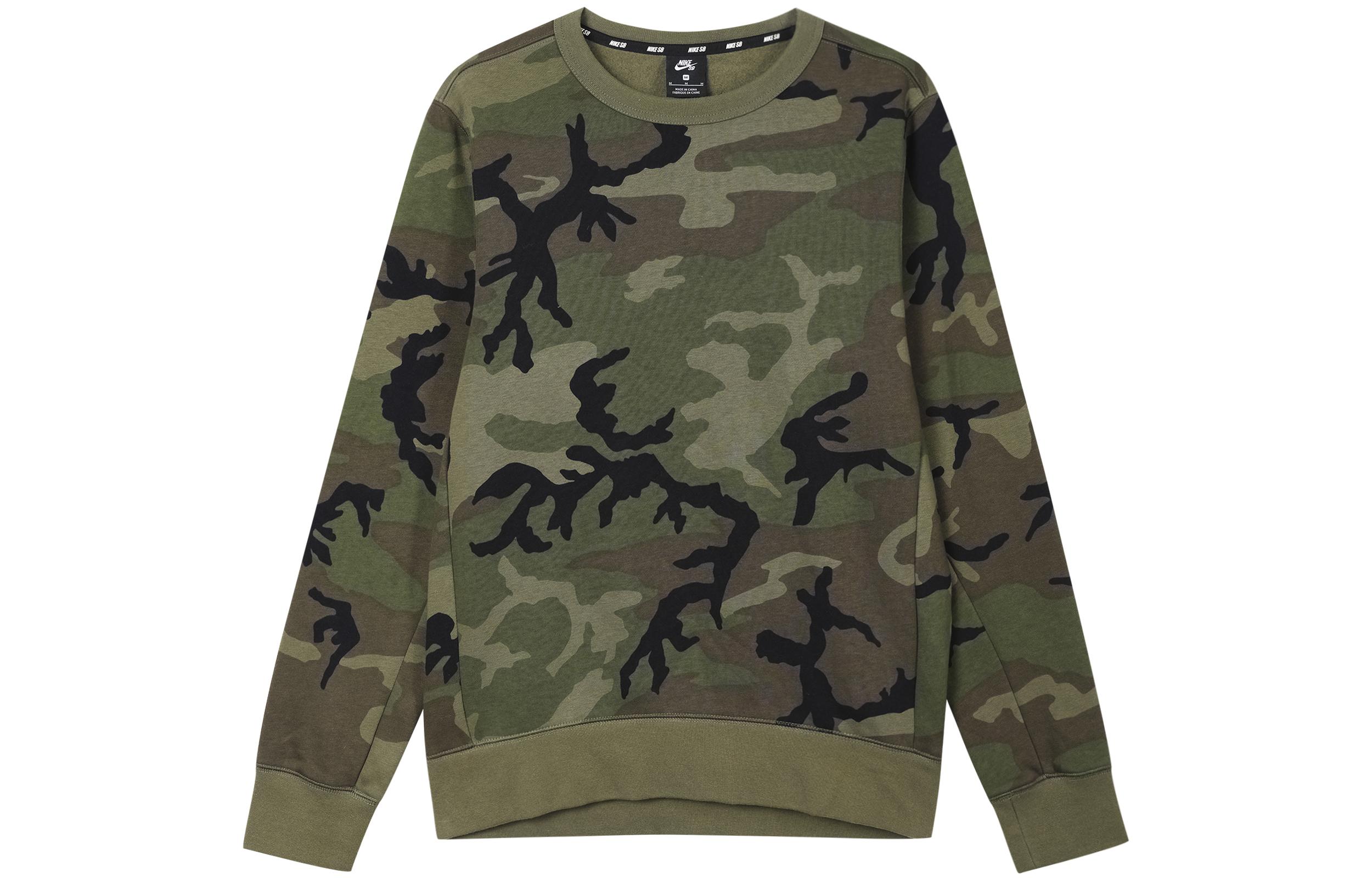 Nike Sweatshirts Men s Olive Green Crew Neck Moderate Regular CN5374-222 M