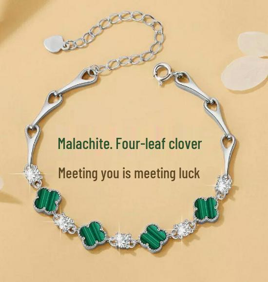 

Браслет «Колесо обозрения» из серебра 925 пробы с четырехлистным клевером и малахитом - Нишевый дизайн высокого класса S925 Silver