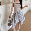 Irregular Retro Plaid Skirt Women's Summer New Thin High-waisted A-word Skirt