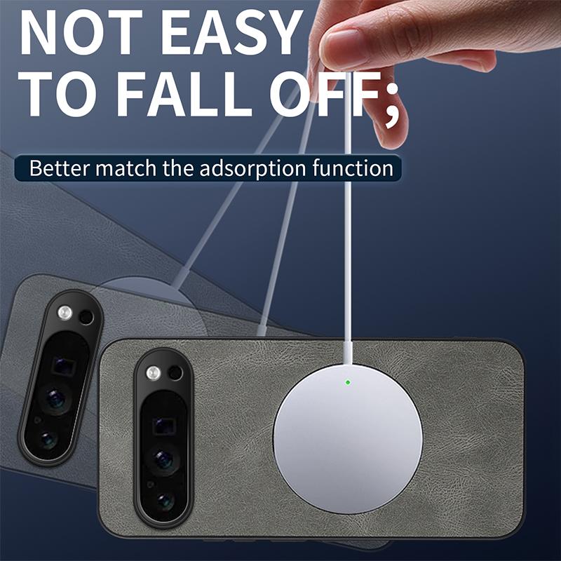 For Google Pixel 9 Pro XL New Leather Matte Frosted Magnetic Phone Case For Google Pixel 9 Pro XL Shockproof Bumper Soft Cover