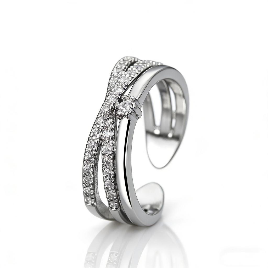 Korean Style Adjustable Multi-layer Zircon Stackable Ring for Women