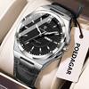POEDAGAR Luxury Original Man Wristwatch Waterproof Luminous Date Week Quartz Men's Watches High Quality Casual Leather Men Watch