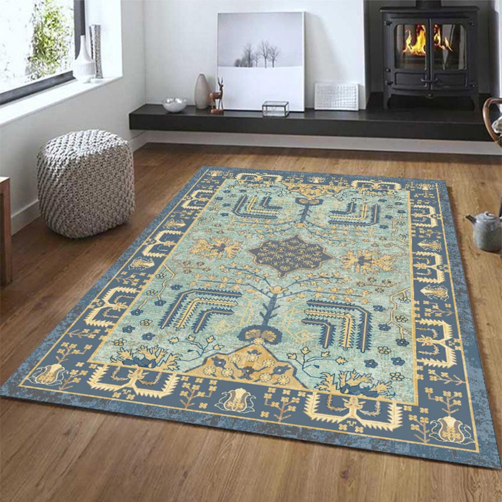 Retro Persian Carpet Indoor Boho Area Rug NonSlip Super Strong,Printed Rug Home Décor for Entryway, Bedroom, Living Room Decor