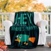 1pc Phineas and Ferb4 Theme Blanket - Digital Print, Polyester, Cozy for All Seasons, Perfect for Outdoor, and Travel