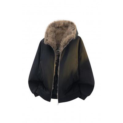 2025 Autumn/Winter Men's Casual Hooded Fur Collar Cotton Jacket - Loose, Comfortable, Versatile, Trendy Hong Kong Style.