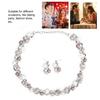 Women Faux Pearl Necklace Earrings Set Bridal Jewelry Set with Rhinestone (Silvery White)