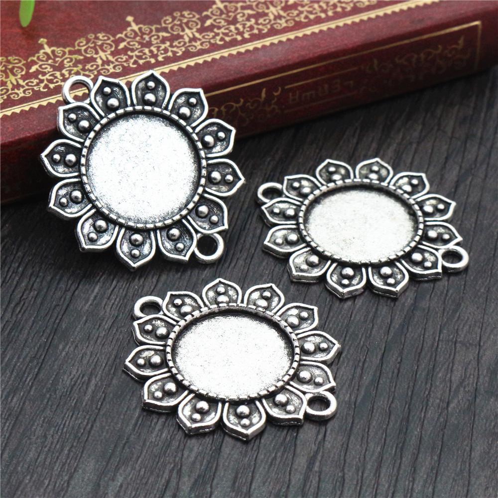 10pcs 18mm Inner Size Alloy Pendant Cabochons Blank Base Setting Bezel Tray DIY Jewelry Making Accessories Findings for Necklace