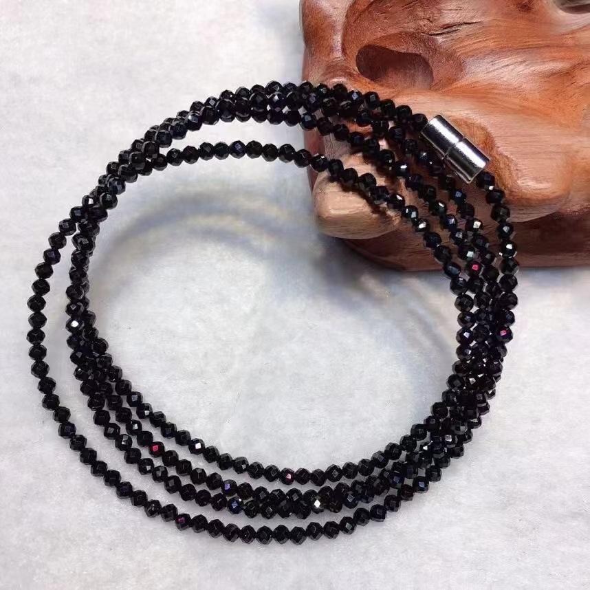 Natural Powder Tourmaline Garnet Cut Multi-Circle Bracelet Olivine Gray-Blue Moonlight Necklace Multi-Purpose Long Chain