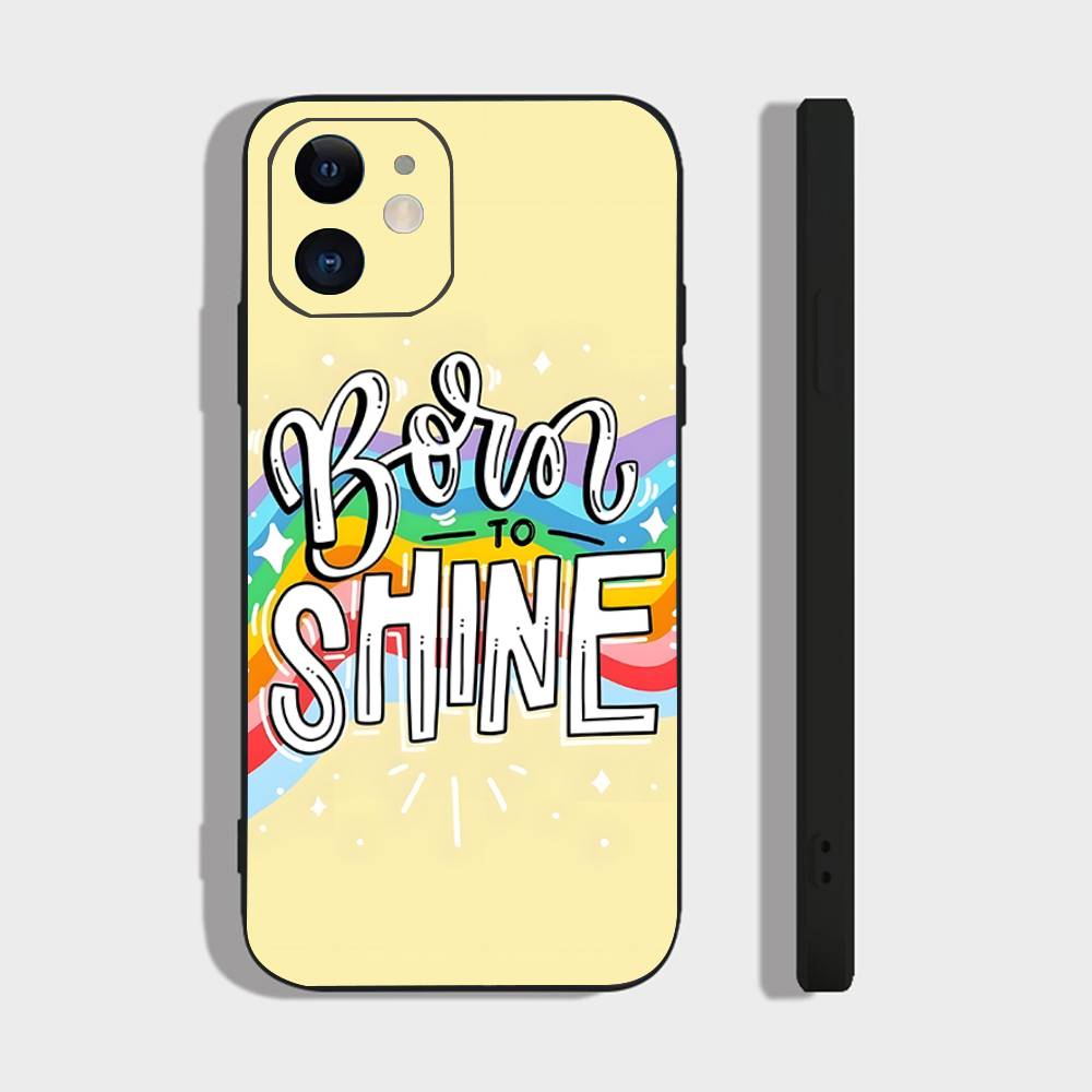 Colored Text Born Phone Case For IPhone 17 Air 16 15 14 13 Pro Max 11 12 Black Silicone Cover IPHONE 15