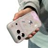 Transparent Cartoon Bear Phone Case with Integrated Button for Apple 14/15/16/17