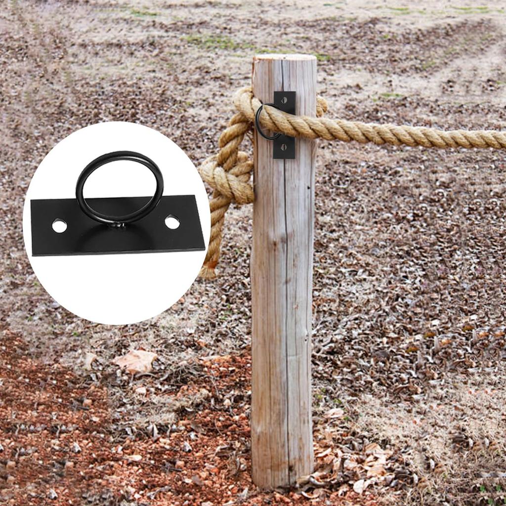 Pack of 5 Black Circular Rope Bracket 304 Decorative Rope Holder Rope Fence Bracket Wall-mounted Ceiling Hook