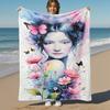 1 Stück Schmetterlingsblumen Outdoor Flanelldecke Weich Warm Ganzjahresdecke für Sofa Bett Auto Camping Büro, Gemütliche Geschenkidee1189S