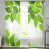 Fresh Green Leaves Tulle Sheer Window Curtains For Living Room Bedroom Modern Chiffon Voile Curtains Fabric Drapes