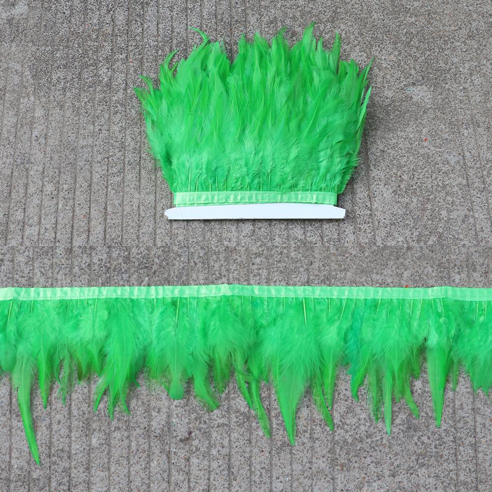 Feather5 10Meters Rooster Feather Trim 8-13CM Colored Chicken Feathers Ribbon  3-5" Saddle Pheasant Feathers Trim Fringe