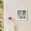 Modern LCD Digital Clock with Time Date Temperature Humidity Display Battery Operated Support Stand Desk Wall Clock