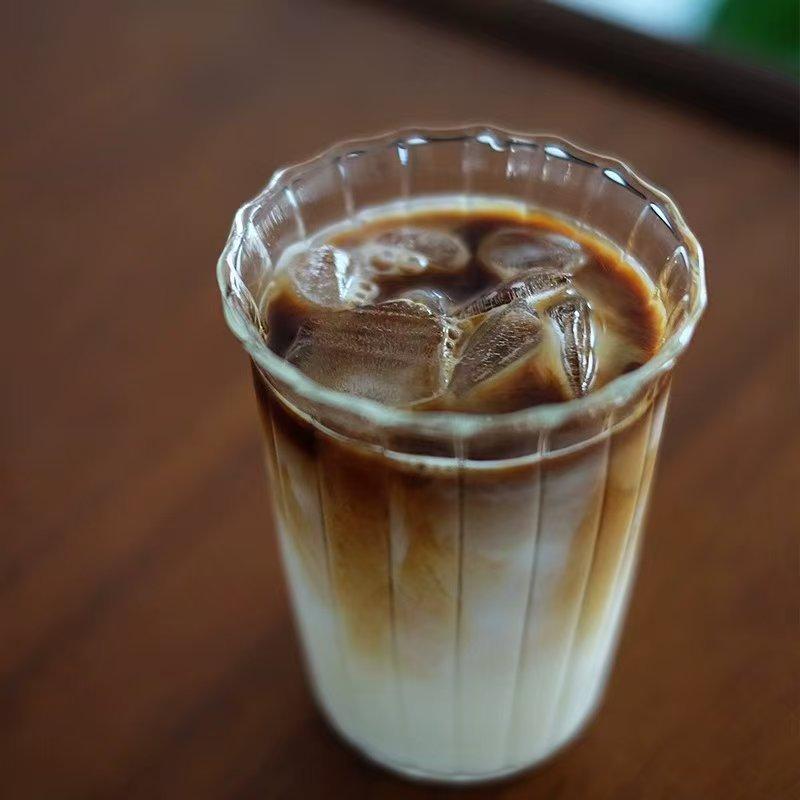 

Minimalist Iced Americano Latte Wide-Mouth Coffee Cup Drink Glass Home Transparent Cold Drink Water Cup 420ml
