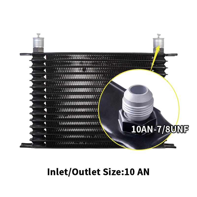 15 Rows 1 Set T-MODEL Oil Cooler Kit + Thermostat Oil Filter Sandwich Adapter + Nylon Steel Braided AN10 Hose+Mounting Bracket