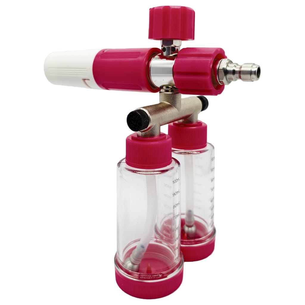 100ML Schaumsprüher für die Autowäsche mit zwei Behältern und 1/4 Zoll Schnellkupplung Tragbare Auto-Waschmaschine Verstellbares Reinigungsgerät für Zuhause