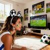 3Pcs Soccer Fan Hairband Set With Geometric Ball Design Hair Ornament Earrings And Skin Decal For Parties