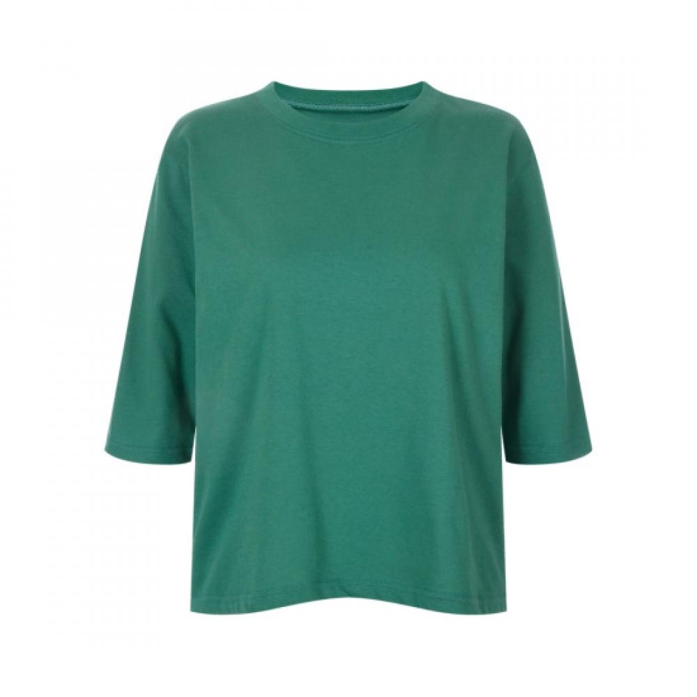Shop   Women Round Neck Loose FiT Basic Solid T shirT Green Dai Wsh 20416
