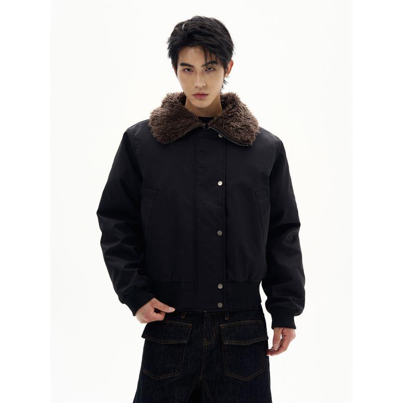 Kisko Winter American-Style Thickened Warm Fur Collar Oversized Jacket Cotton Coat Unisex Trendy Brand Design Padded Jacket