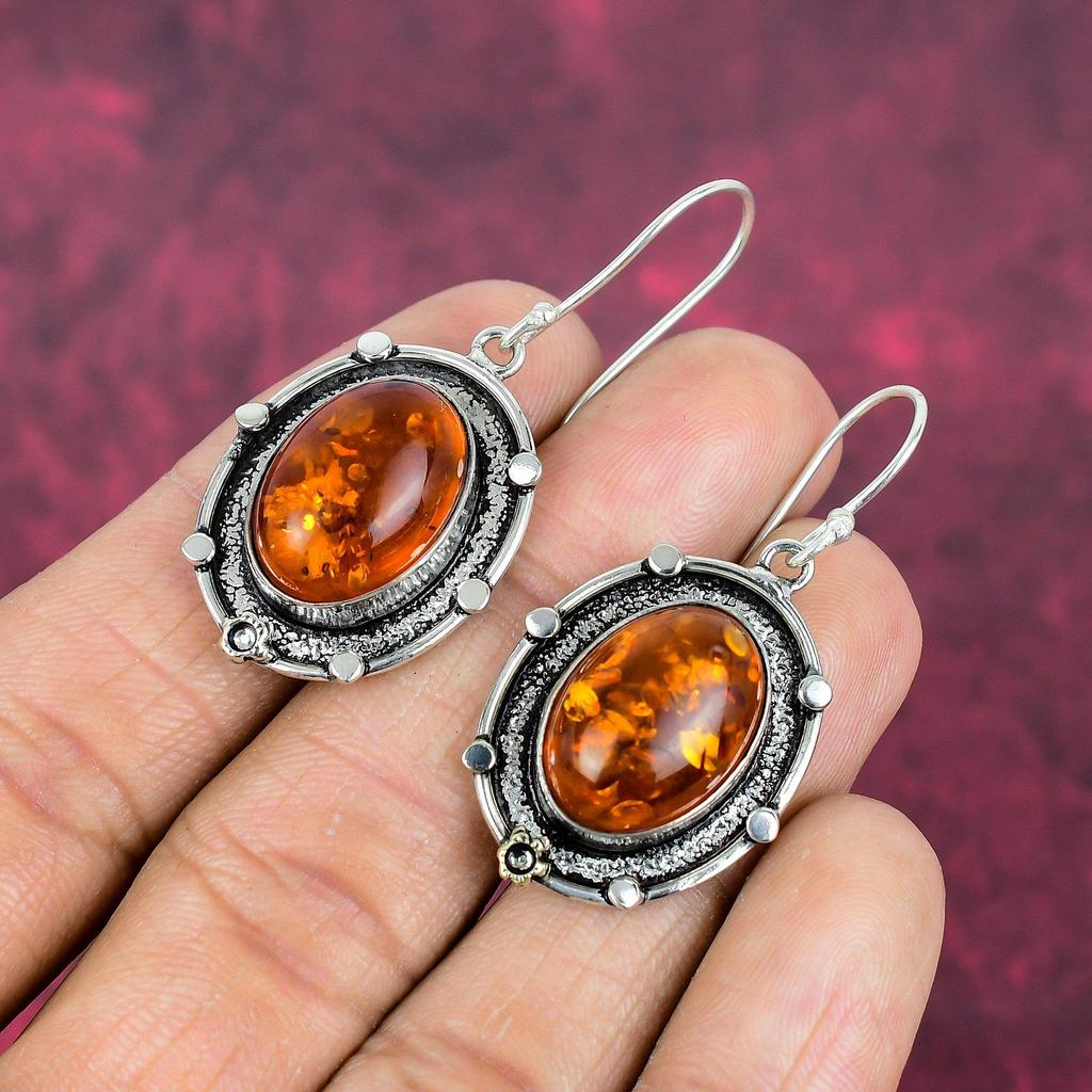 Cercei Felie Chihlimbar Baltic, Bijuterii cu Pietre Prețioase din Argint Sterling Solid 925, Cercei Handmade Pentru Ziua Mamei