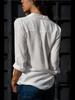 Autumn Winter Fashion Womens Chiffon Shirt Long Sleeves Deep V Neck