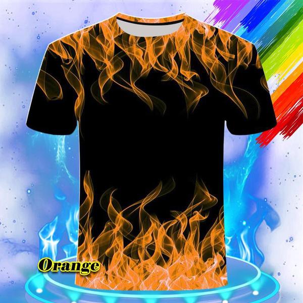 Fantastisk Herr 3D-tryckt Cool T-shirt Kortärm O-hals Casual Hipster Lös T-shirt Personlighet Visuell Låga