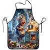 [Open ] 1pc Of Multi-Functional Polyester Apron Kitchen Explosion_Old Lady Panic Print Pattern Kitchen Sleeveless Polyester Apro