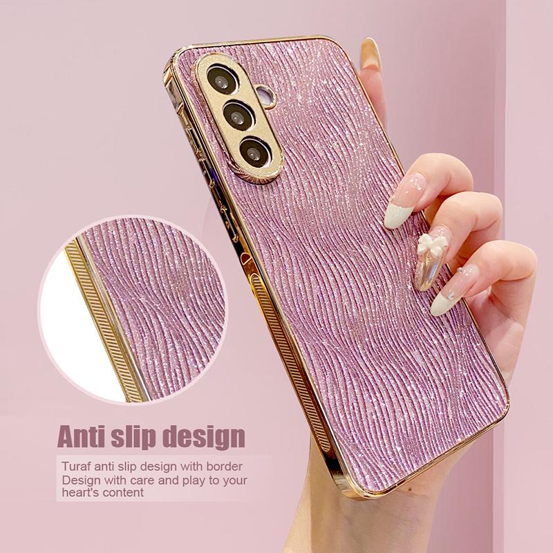 Girl Fashion Glitter Pink Phone Case For Samsung Galaxy A06 A14 A15 A16 A24 A25 A26 Soft Bumper Bling Hard Back Cover Funda