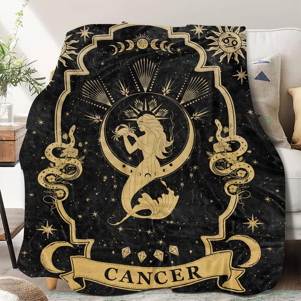 Moon Witch of the Moth digital-printed polyester Bedroom velvet flannel soft sofa cover blanket Fleece cover blankets for beds