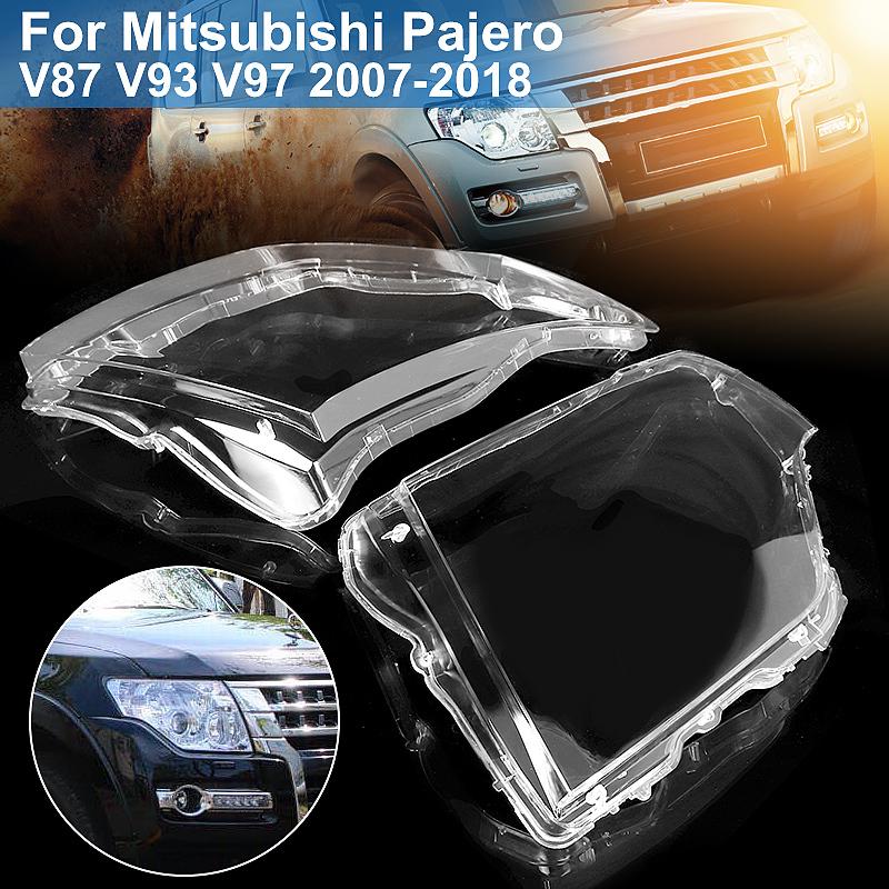 Car Front Headlight Cover For Mitsubishi Pajero V87 V93 V97 2007-2018 Headlamp Lampshade Head Lamp light glass Lens Shell Caps