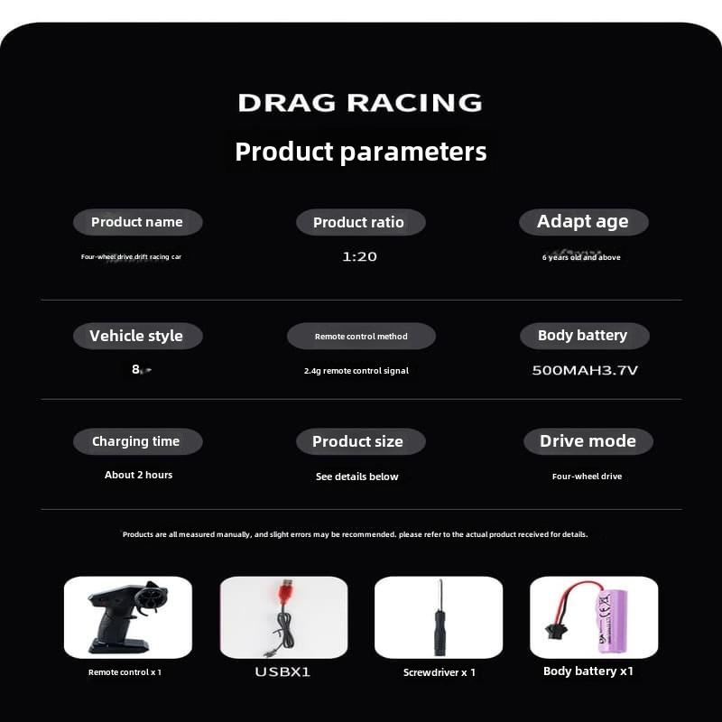 Noua jucărie de curse cu mașini RC pentru copii AE86 RC 1:20 Mașină electrică cu tracțiune integrală 2.4G GTR de mare viteză Cadou pentru copii