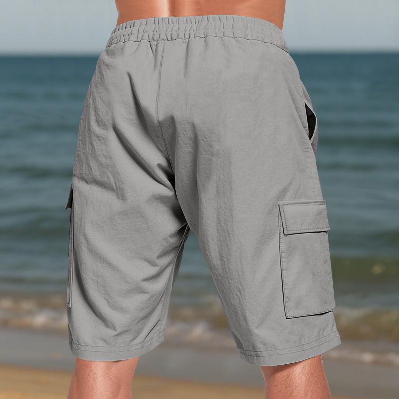 Men's Breathable Loose-Fit Cargo Casual Shorts with Pockets.